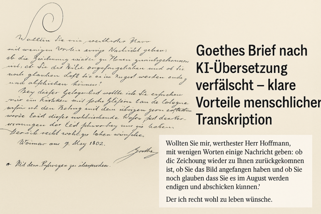 Goethes Brief nach KI-Transkription