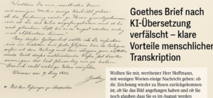 Goethes Brief nach KI-Transkription